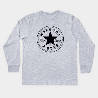 Wish Upon A Star (Black) Kids Long Sleeve T-Shirt